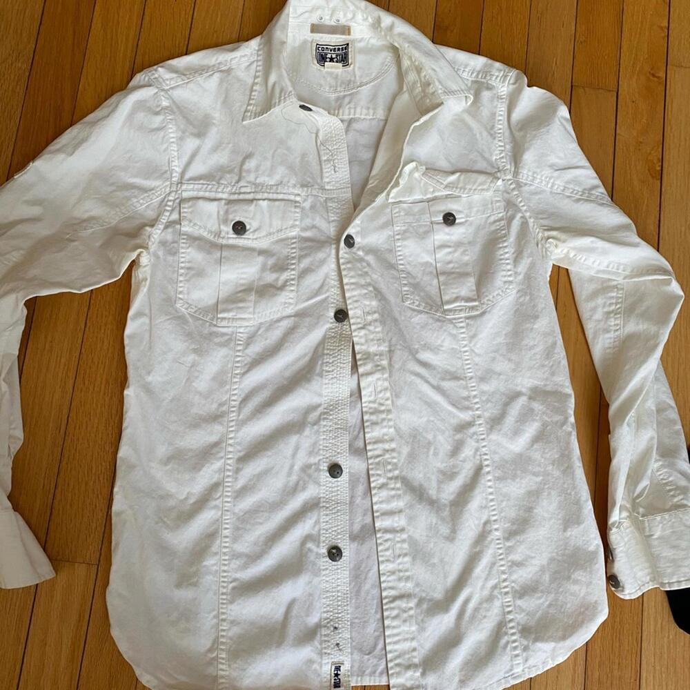 Converse  White Button-Up Long Sleeve Small Shirt